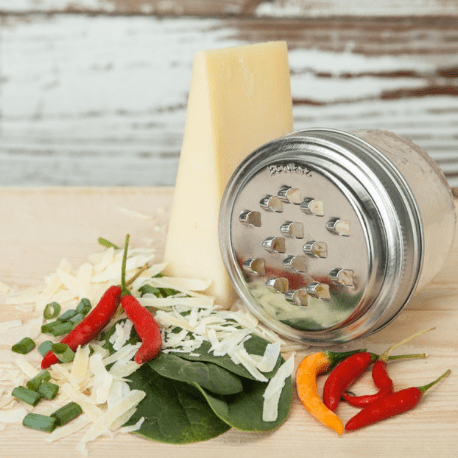 A Grater Lid for Mason Jar and a cheese, and chillis on the side