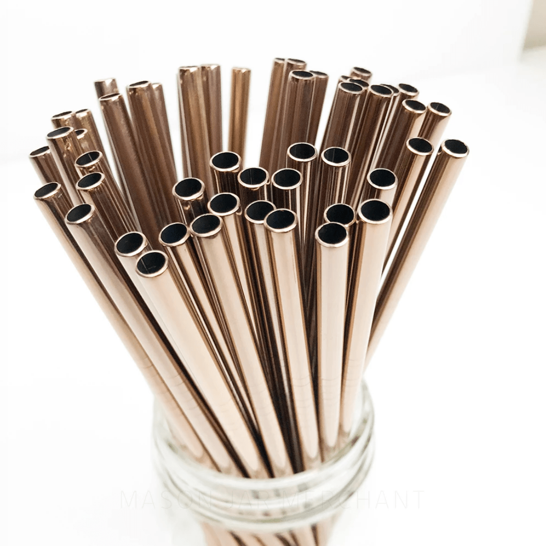 8.5 inch straight rose gold stainless steel reusable straw