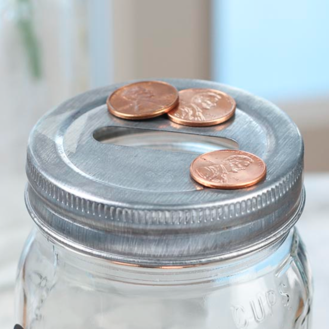 Galvanized Mason Jar Coin Bank Lid