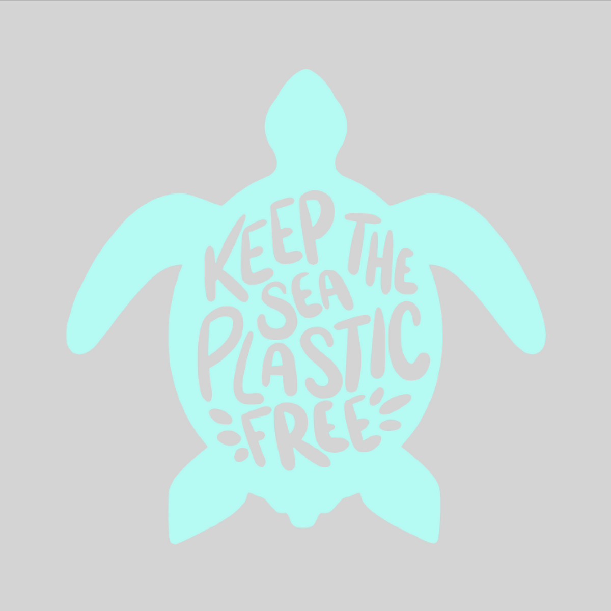 A white outline of a turtle with a text inside that says &quot; &#39;Keep The Sea Plastic Free&#39;&quot; against a pink background 
