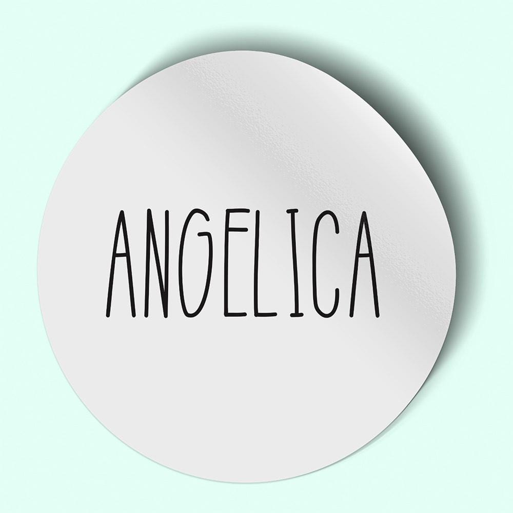 Waterproof label for angelica. Photographed against a white background.