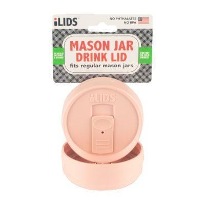 Pale pink reusable drink lid for a mason jar against a white background