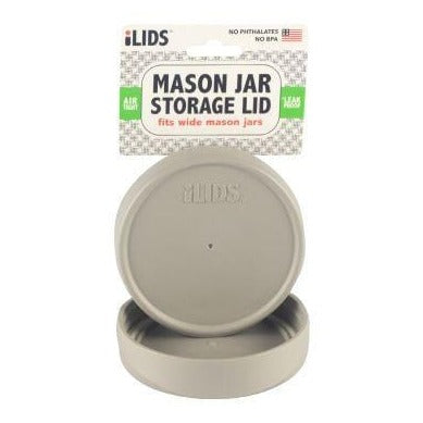 Grey reusable drink lid for a mason jar against a white background