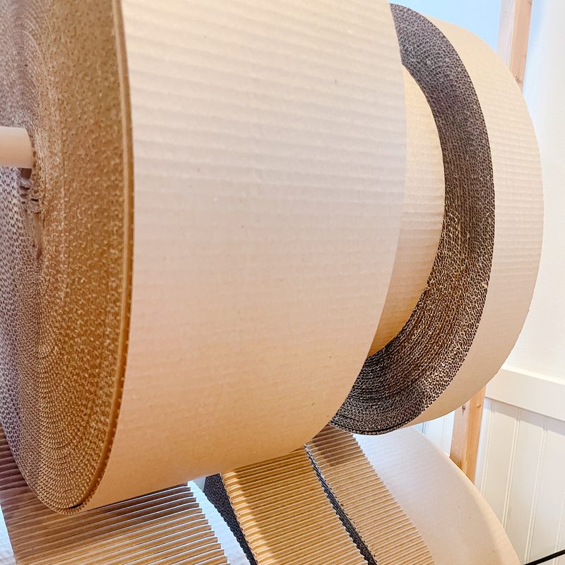 Rolls of corrugated cardboard